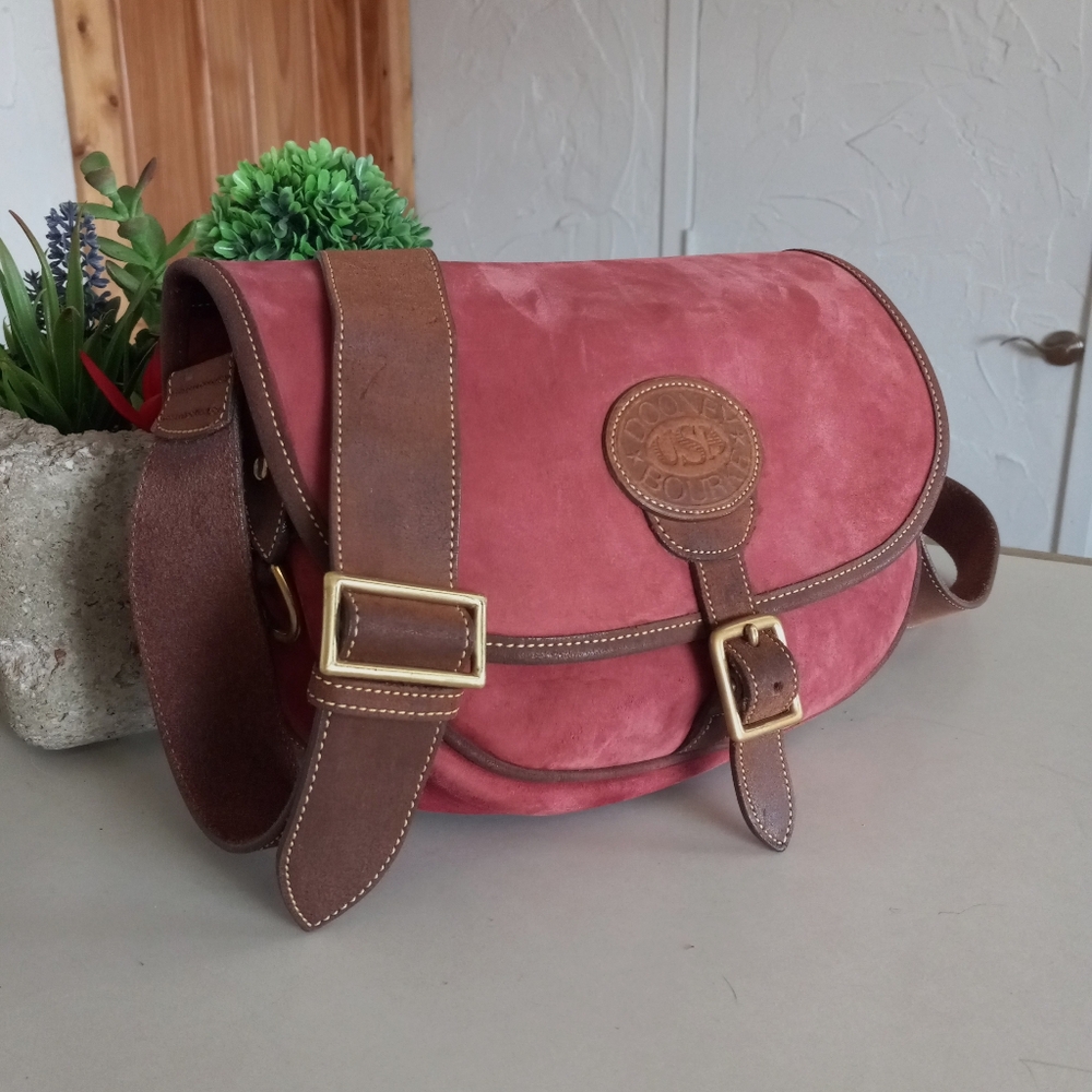 Dooney & Bourke 1995, N509 Large Rouge, Nubuck Saddle Bag